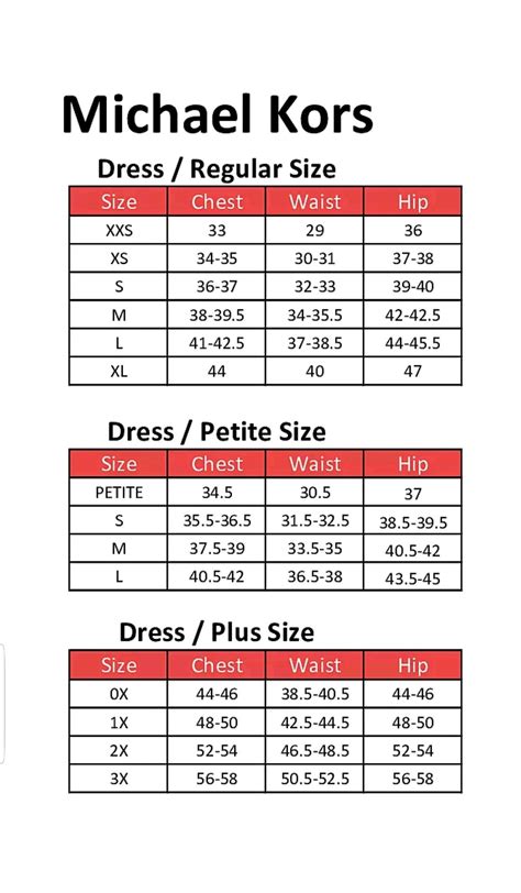 Michael Kors Size Guide 